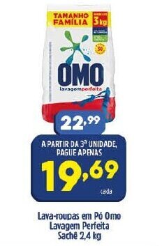 Arena Atacado Lava Roupas em po Omo Lavagem Perfeita Sache 2.4kg oferta