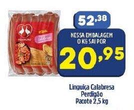 Arena Atacado Linguica Calabresa Perdigao pacote 2.5kg oferta