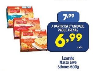 Arena Atacado Lasanha Massa Leve Sabores 600g oferta