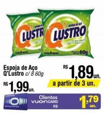 Fort Atacadista Espoja de Aço Q'Lustro c/8 60g oferta