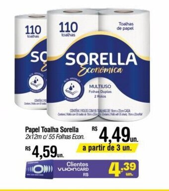 Papel Toalha Sorella 2x12m c/ 55 folhas