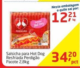 Tenda Atacado Salsicha para hot dog resfriada perdigão pacote 2,8kg oferta