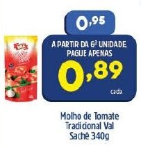 Arena Atacado Molho de Tomate Tradicional val sache 340g oferta