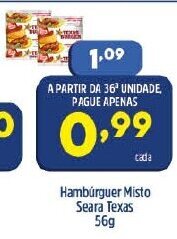 Arena Atacado Hamburguer Misto Seara Texas 56g oferta