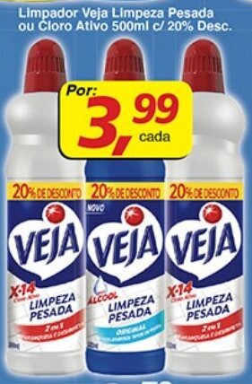 Supermercados Guanabara Limpador Veja Limpeza Pesada ou Cloro Ativo 500ml c/20% de Desc. oferta