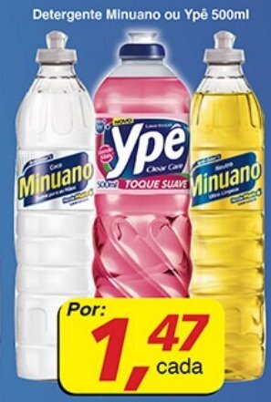 Supermercados Guanabara Detergente Minuano ou Ype 500ml oferta