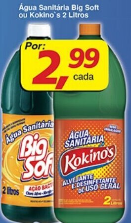 Supermercados Guanabara Agua Sanitaria Big Soft ou Kokino's 2L oferta