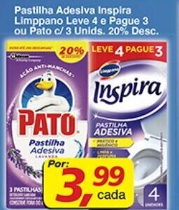 Supermercados Guanabara Pastilha Adesiva Inspira Limppano Leve 4 e pague 3 ou Pato c/3 unids. 20% Desc. oferta