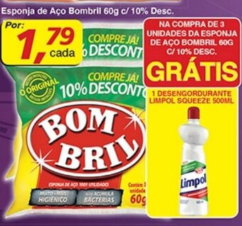Supermercados Guanabara Esponja de Aco Bombril 60g c/10% Desc. oferta
