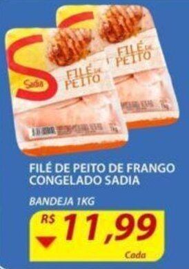 Assaí Atacadista Filé de Peito de Frango congelado Sadia 1kg oferta