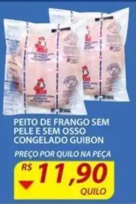 Assaí Atacadista Peito de Frango sem pele e sem osso congelado Guibon 1kg oferta