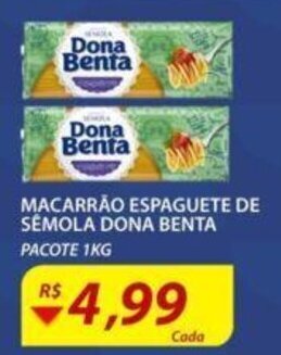 Assaí Atacadista Macarrão Espaguete de Sêmola Dona Benta 1kg oferta