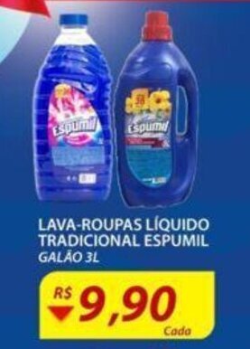 Assaí Atacadista Lava roupas Líquido Tradicional Espumil 3L oferta