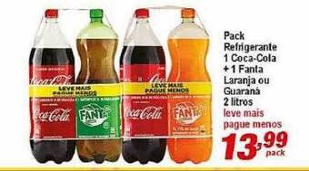 Ricoy Supermercados Pack refrigerante 1 coca-cola + 1 fanta laranja ou guaraná oferta