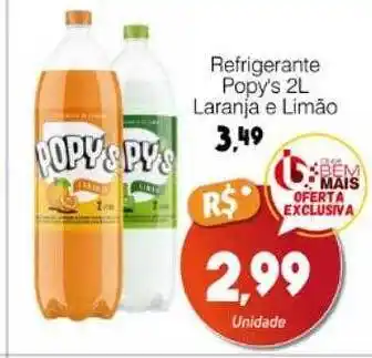 Supermercado Bem Barato Refrigerante popy's laranja e limão oferta