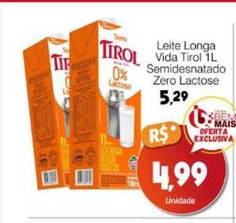 Supermercado Bem Barato Leite longa vida tirol semidesnatado zero lactose oferta