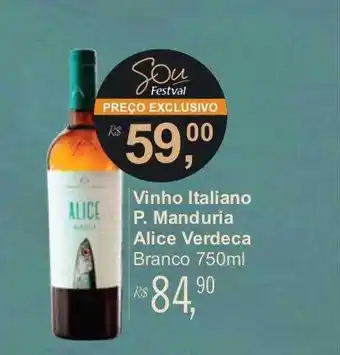Festval Vinho italiano p.manduria alice verdeca branco oferta