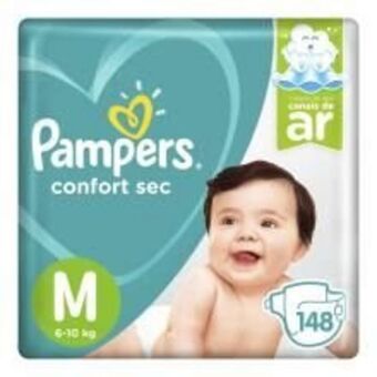 Fralda descartável pampers confort sec m com 148 unidades