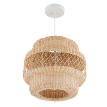 Leroy Merlin Pendente 1 lâmpada fibra e metal branco e bege chalong lumicentro oferta