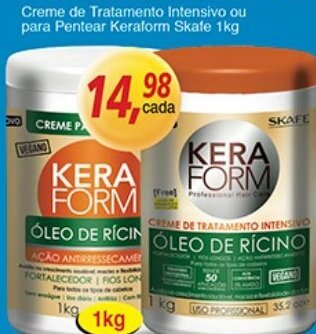 Supermercados Guanabara Creme de Tratamento Intensivo ou para Pentear Keraform Skafe 1kg oferta