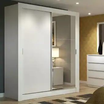 Armazém Paraíba Guarda-roupa solteiro madesa dallas 2 portas de correr com espelho 2 gavetas oferta