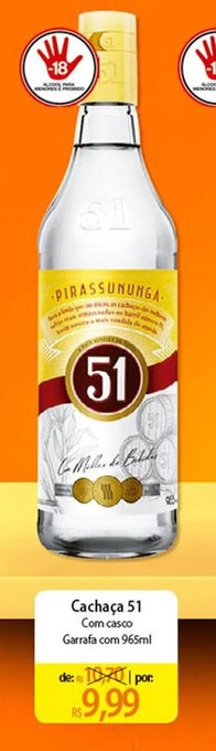 Atacadão Cachaça 51 965ml oferta