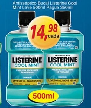 Supermercados Guanabara Antisseptico Bucal Listerine Cool Mint Leve 500ml Pague 350ml oferta