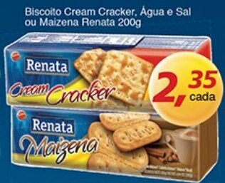 Supermercados Guanabara Biscoito Cream Cracker, Agua e Sal ou Maizena Renata 200g oferta