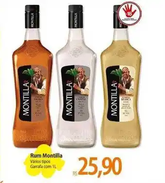 Atacadão Rum montilla vários tipos garrafa com oferta