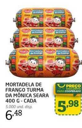 Cooper Mortadela de frango turma da mônica seara - cada oferta