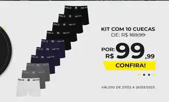 Polo Wear Kit com 10 cuecas oferta