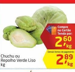 Chuchu ou repolho verde liso kg