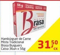Tenda Atacado Hambúrguer de carne mista tradicional brasa burguers caixa 36un x 56g oferta