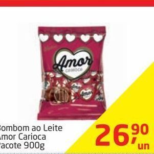 Tenda Atacado Bombom ao leite amor carioca pacote 900g oferta