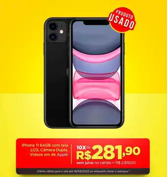 Iphone 11 64gb com tela lcd cámera dupla videos em 4k apple