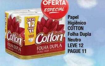 Papel higiênico cotton folha dupla neutro leve 12 pague 11