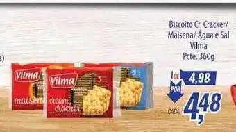 Supermercados BH Biscoito cr. cracker maisena agua e sal vilma oferta
