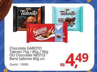 Supermercados Koch Chocolate garoto talento ou chocolate nestlé barra sabores oferta