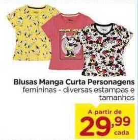 Carrefour Blusas manga curta personagens oferta