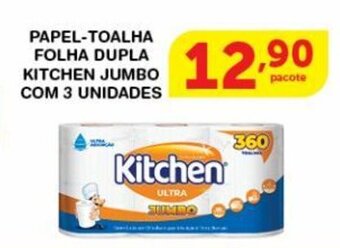 Roldão Papel Toalha Folha Dupla Kitchen Jumbo com 3 unidades oferta