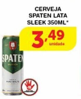 Roldão Cerveja Spaten lata Sleek 350ml oferta