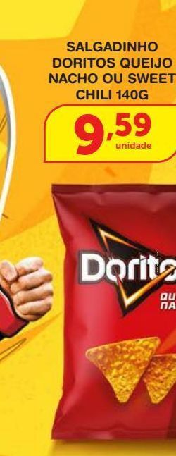 Roldão Salgadinho doritos queijo nacho ou sweet chili 140g oferta