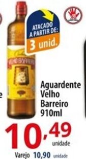 Aguardente Velho Barreiro 910ml