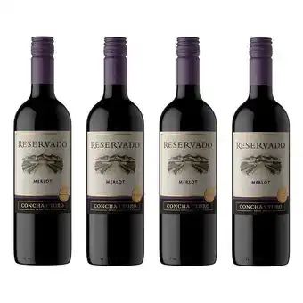 Kit 4 vinhos concha y toro reservado merlot 750ml