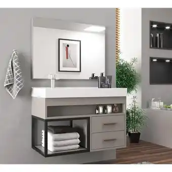 Gabinete banheiro com cuba e espelheira 80cm multimóveis cr10071 cimento