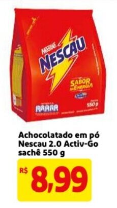 Mercado Extra Achocolatado em po Nescau 2.0 Activ-Go sache 550g oferta