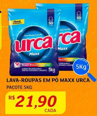 Assaí Atacadista Lava roupas em pó Maxx Urca 5kg oferta