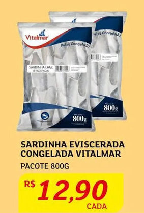 Sardinha Eviscerada congelada Vitalmar 800g