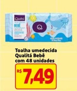 Toalha umedecida Qualita Bebe com 48 unidades