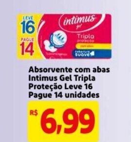 Mercado Extra Absorvente com abas Intimus Gel Tripla Protecao Leve 16 Pague 14 oferta